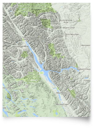 A map shows the region around AngloAmerican's Roman Mine in northern British Columbia